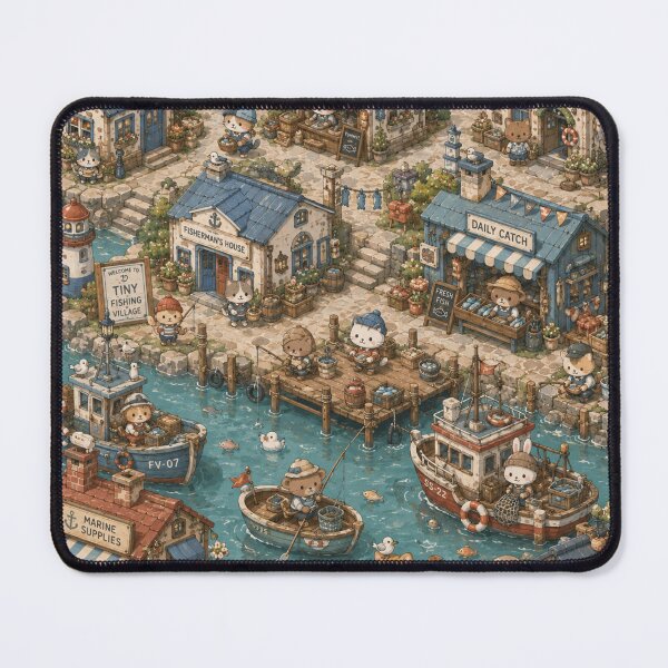 Item preview, Cozy Tiny Fishing Village Pattern designed and sold by 0606PM.