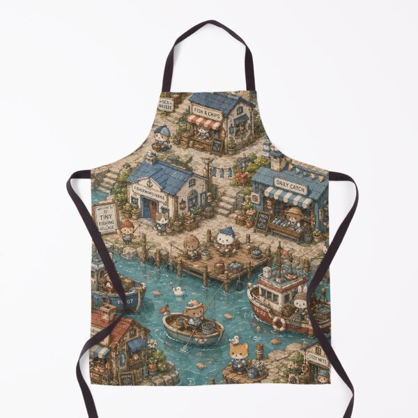Item preview, Cozy Tiny Fishing Village Pattern designed and sold by 0606PM.