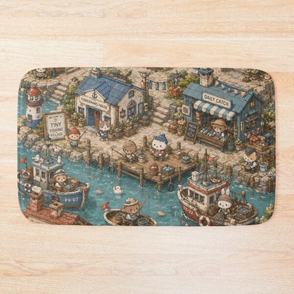 Item preview, Cozy Tiny Fishing Village Pattern designed and sold by 0606PM.