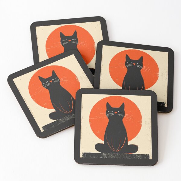 Item preview, Zen Cat, Zero Drama | Minimalist Retro Black Cat Art designed and sold by jeehh.