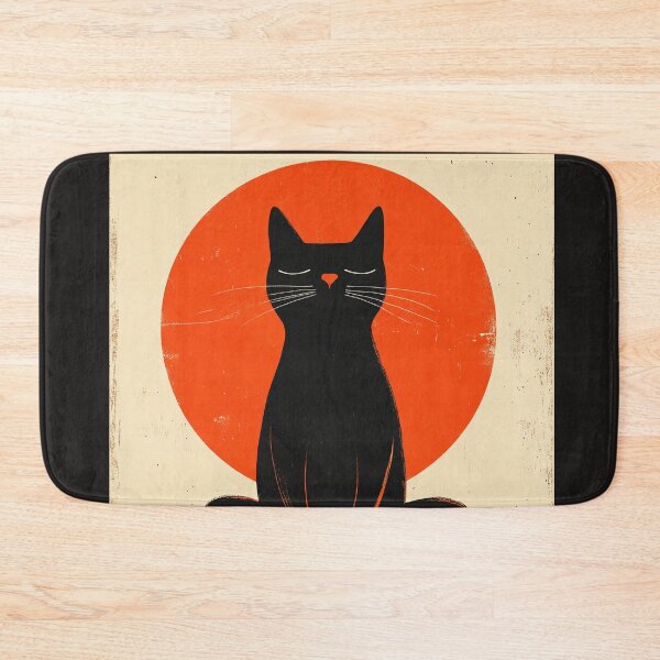 Item preview, Zen Cat, Zero Drama | Minimalist Retro Black Cat Art designed and sold by jeehh.