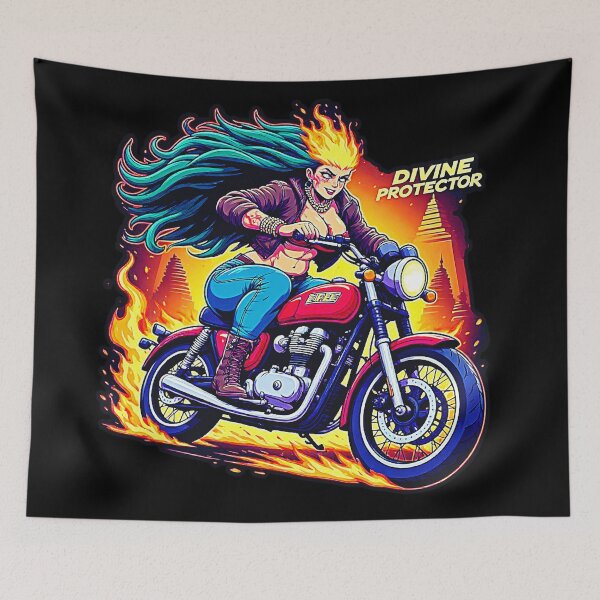 Item preview, Divine Protector Motorcycle Goddess Fantasy Biker designed and sold by Neer arts.
