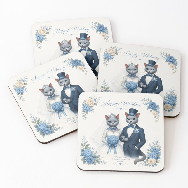 Item preview, Blue Rose Wedding Cats designed and sold by lbl-shop.