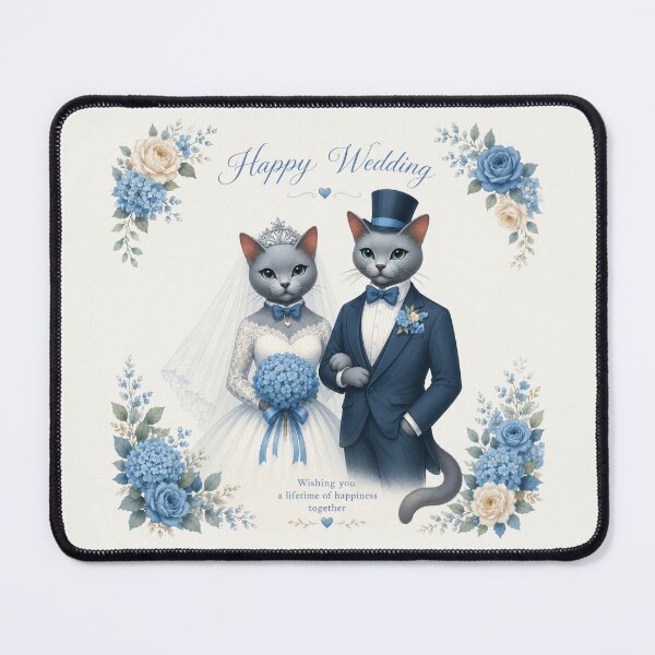 Item preview, Blue Rose Wedding Cats designed and sold by lbl-shop.