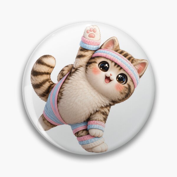 Item preview, Cute Aerobics Cat Kawaii Workout Kitten | Retro Fitness Cat Cartoon designed and sold by Extravanganzza.