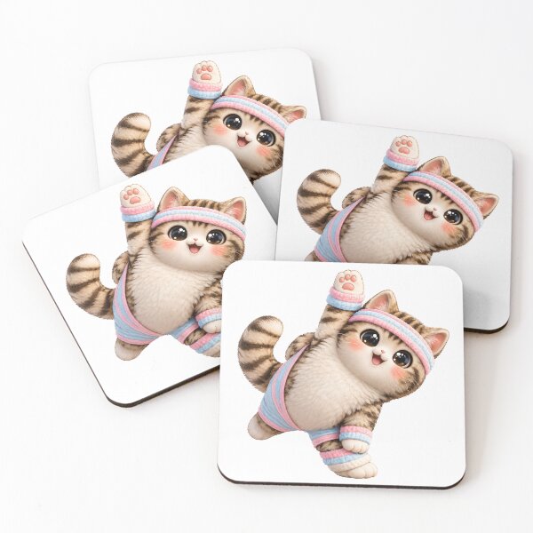 Item preview, Cute Aerobics Cat Kawaii Workout Kitten | Retro Fitness Cat Cartoon designed and sold by Extravanganzza.