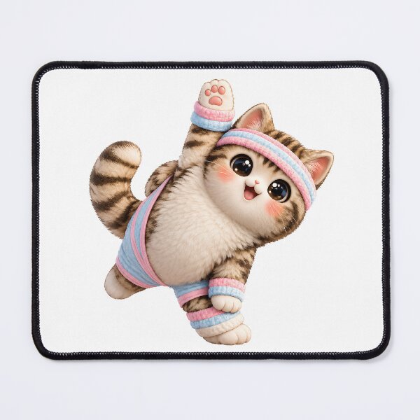 Item preview, Cute Aerobics Cat Kawaii Workout Kitten | Retro Fitness Cat Cartoon designed and sold by Extravanganzza.