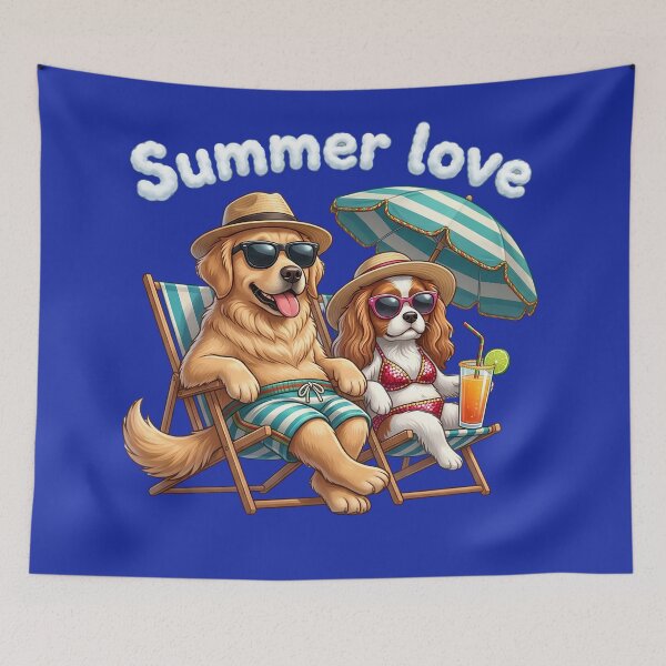 Item preview, Summer Love Dogs on Beach Chairs designed and sold by digitalbob60.