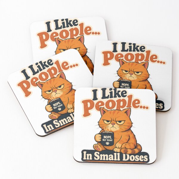 Item preview, I Like People In Small Doses Grumpy Orange Cat Coffee Sunset designed and sold by rangsan-thai.