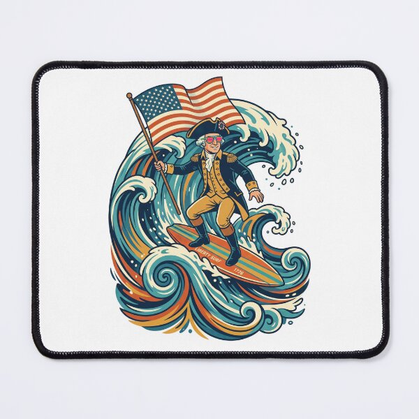Item preview, George Washington Surfing American Flag Funny Fourth July designed and sold by PictoVibe.