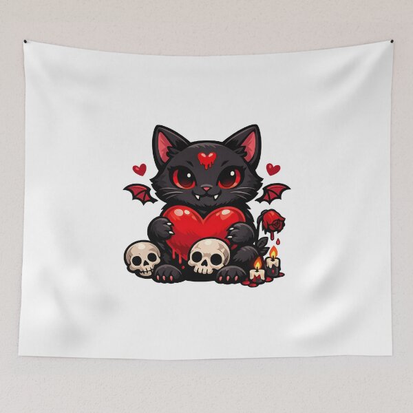 Item preview, Gothic Vampire Cat Cute Dark Valentine designed and sold by Artmares.