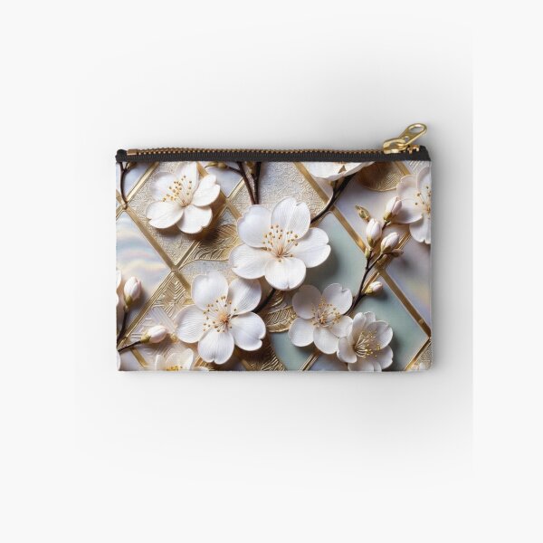 Item preview, Dense Cherry Blossom Gold Lattice Pattern designed and sold by IntelliMindDesigns.