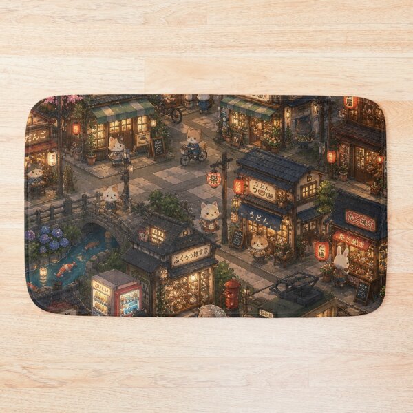Item preview, Cozy Animal Town Night Street Pattern designed and sold by 0606PM.