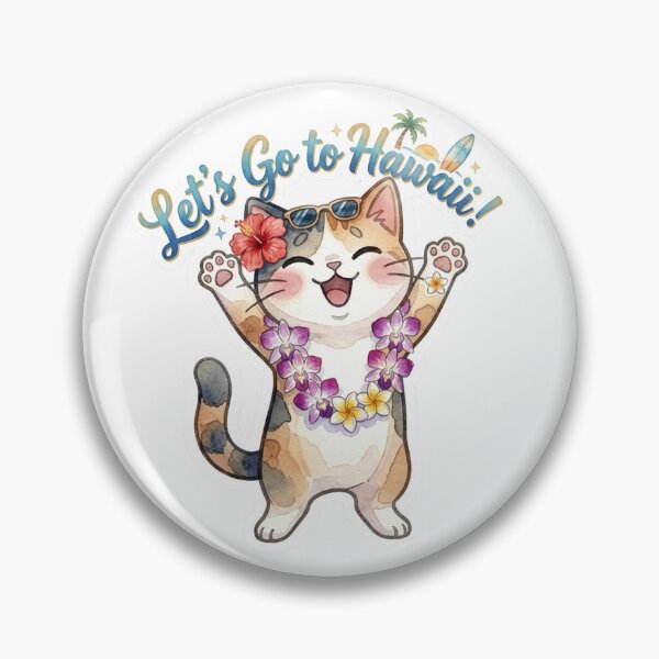 Item preview, Cute Kawaii Calico Cat "Let's Go to Hawaii!" Vacation Vibe designed and sold by LaniDigitalNook.