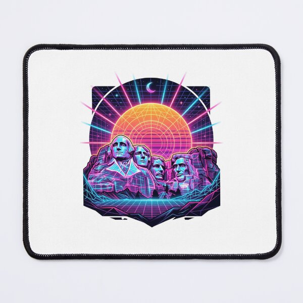 Item preview, Mount Rushmore Synthwave Neon Retro 80s Cyber Sun designed and sold by PictoVibe.