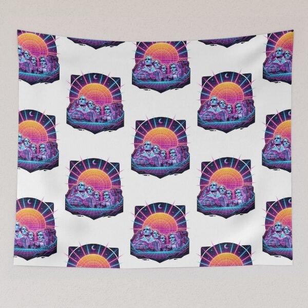 Item preview, Mount Rushmore Synthwave Neon Retro 80s Cyber Sun designed and sold by PictoVibe.
