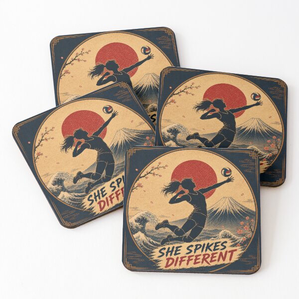 Item preview, She Spikes Different Japanese Ukiyo-e Volleyball Sticker/T-Shirt Art designed and sold by Locker39.