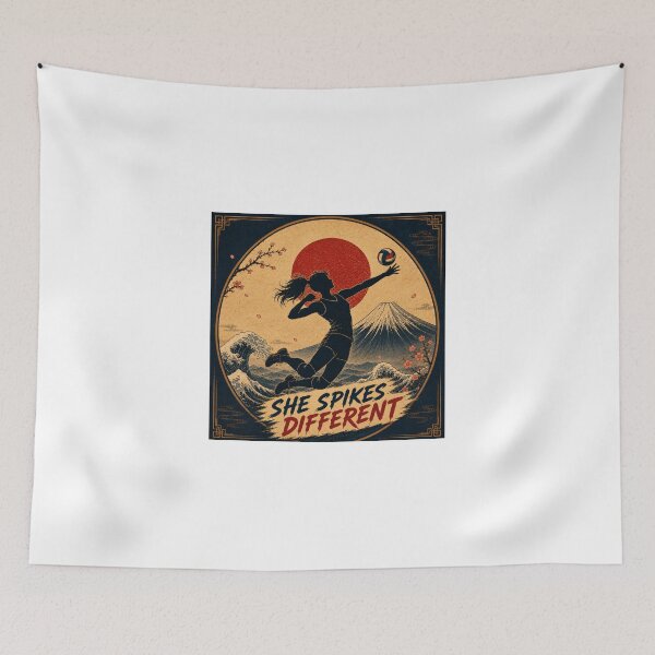 Item preview, She Spikes Different Japanese Ukiyo-e Volleyball Sticker/T-Shirt Art designed and sold by Locker39.