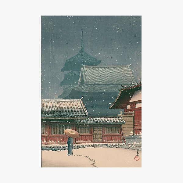 Item preview, Snow at Ueno Pagoda - Kawase Hasui Shin-hanga Japanese Landscape designed and sold by vekotpu.