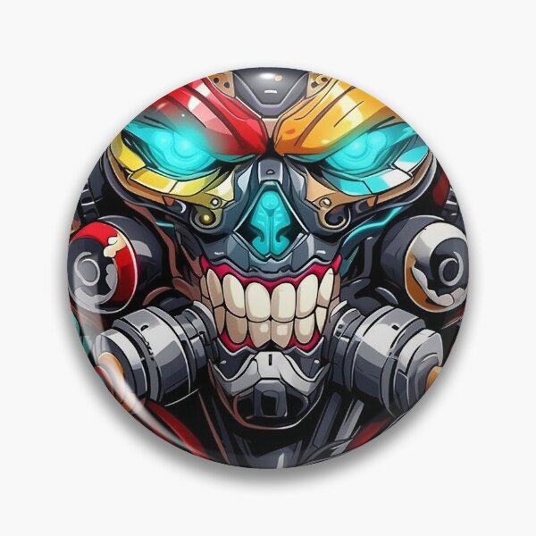 Item preview, Cyberpunk Oni Skull Warrior: Vibrant Futuristic Street Art with Neon Glow designed and sold by nomadspiritco.