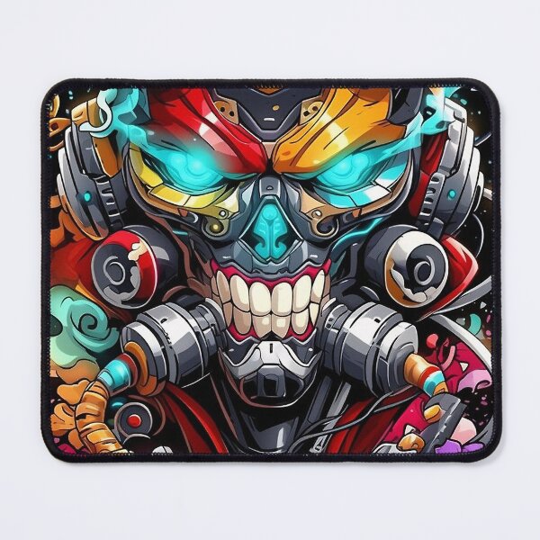 Item preview, Cyberpunk Oni Skull Warrior: Vibrant Futuristic Street Art with Neon Glow designed and sold by nomadspiritco.
