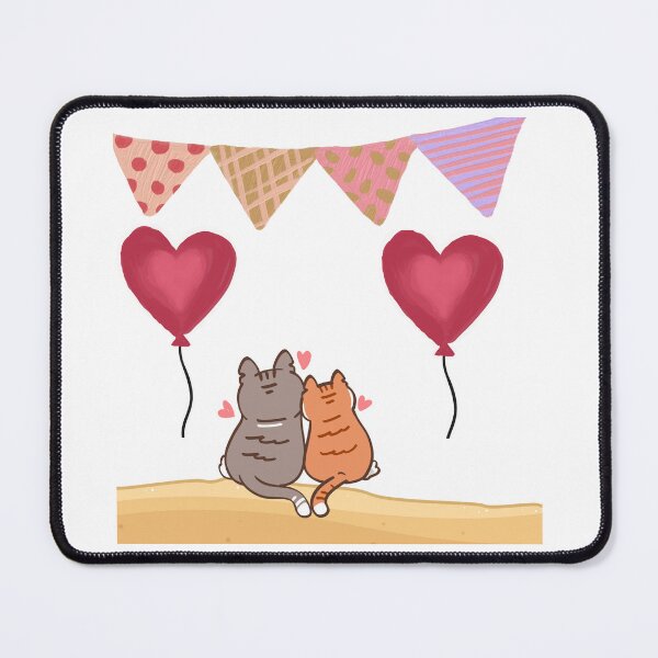 Item preview, Cute Love Cats Illustration | Cozy Couple Cats with Heart Balloons designed and sold by Emianartstudio.