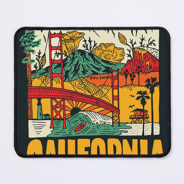 Item preview, Vintage California Travel Poster Illustration with Iconic Landmarks designed and sold by nomadspiritco.