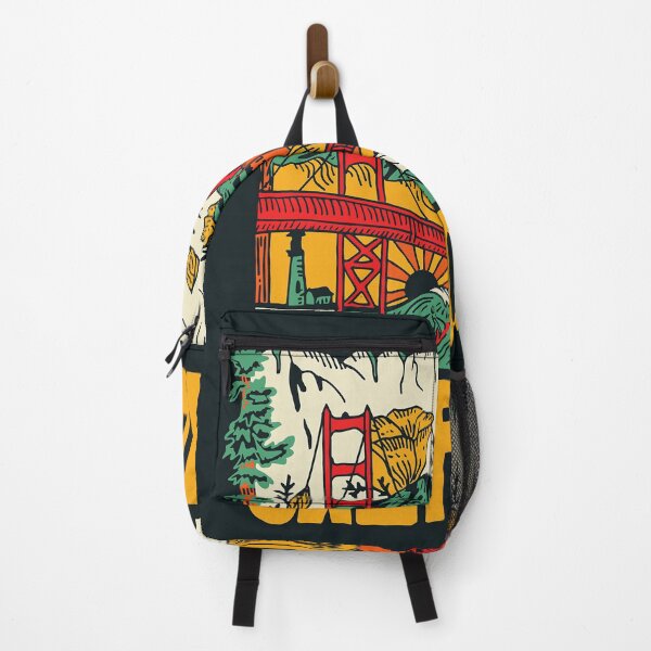 Item preview, Vintage California Travel Poster Illustration with Iconic Landmarks designed and sold by nomadspiritco.