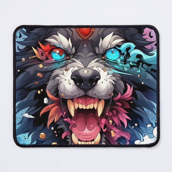Item preview, Fierce Mythical Wolf Spirit with Glowing Eyes - Vibrant Fantasy Illustration designed and sold by nomadspiritco.