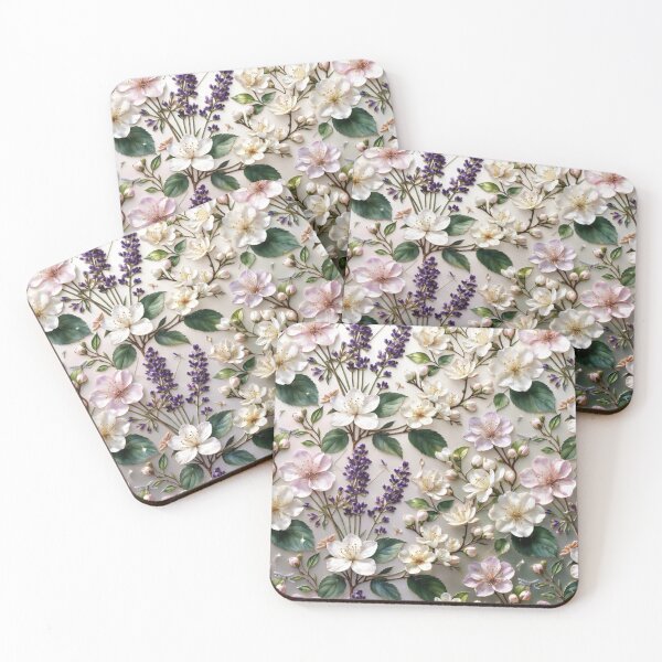 Item preview, Delicate Lilac and White Floral Pattern designed and sold by IntelliMindDesigns.