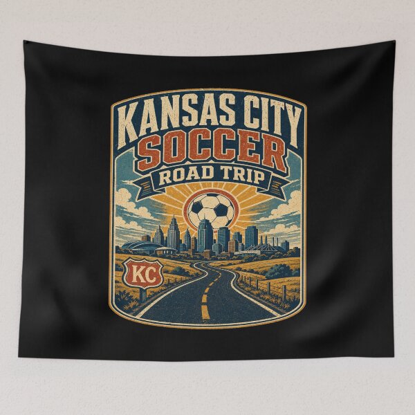Item preview, Kansas City Soccer Road Trip Retro Travel Shirt | Vintage Highway Skyline Football Fan Design designed and sold by Globalcitytees.
