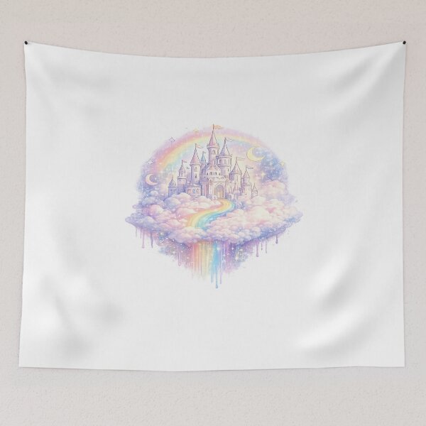 Item preview, Rainbow Castle Fairycore Pride Dreamscape Pastel Fantasy Art LGBTQ Rainbow Gift designed and sold by ArtByTripti.