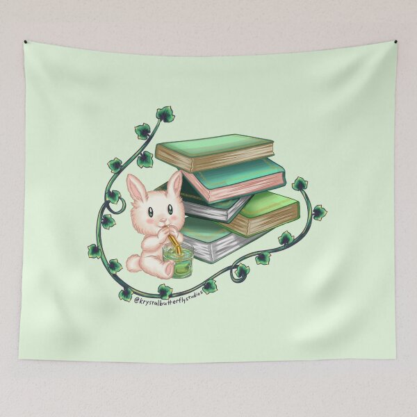 Item preview, Matcha Bunny and Books designed and sold by KrystalBStudios.