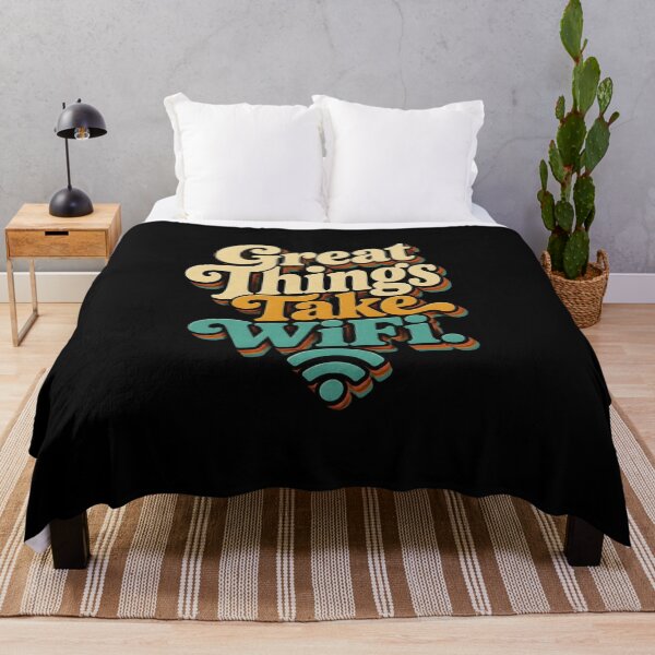Item preview, Great Things Take WiFi. | Funny Remote Work Retro Quote designed and sold by Irene Catchmind.