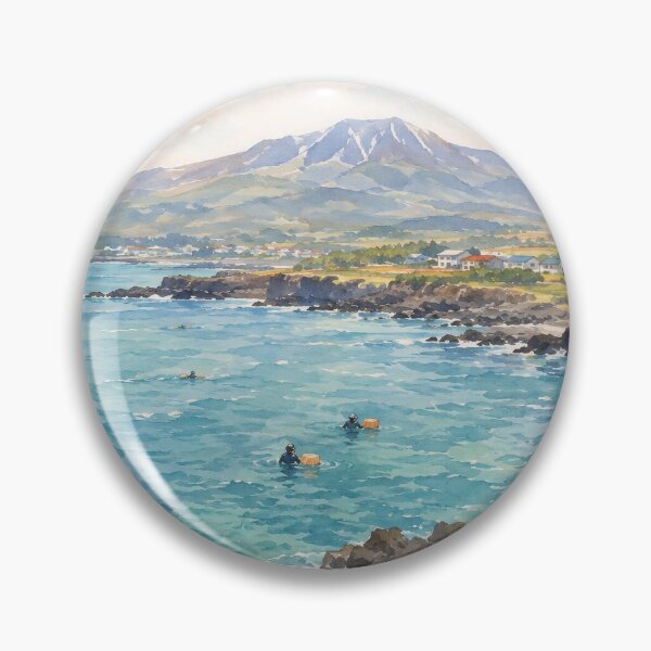 Item preview, Korea Jeju Haenyeo Watercolor - Hallasan Mountain Mandarin Ocean View Art Print designed and sold by KOREA-HAENAM.