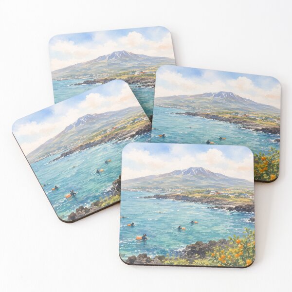 Item preview, Korea Jeju Haenyeo Watercolor - Hallasan Mountain Mandarin Ocean View Art Print designed and sold by KOREA-HAENAM.