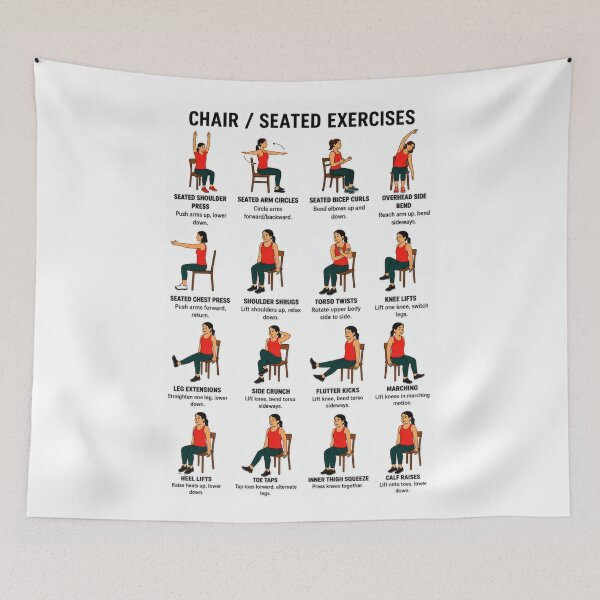 Item preview, Chair Yoga Chart Exercise Poster, Seated Exercises for Seniors and Beginners. Gym Yoga Room Wall Art  designed and sold by Donna6778.
