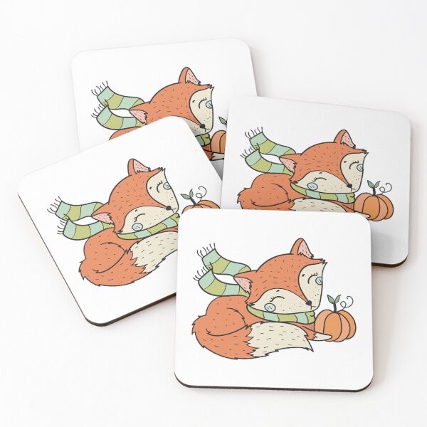 Item preview, Cozy Harvest Fox Sleeping with Pumpkin Autumn Art designed and sold by Vpartdesign.