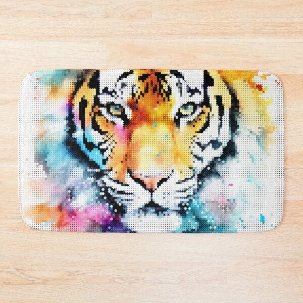 Item preview, Colorful Watercolor Tiger Head in Geometric Cross-Stitch Style designed and sold by A-C-G.