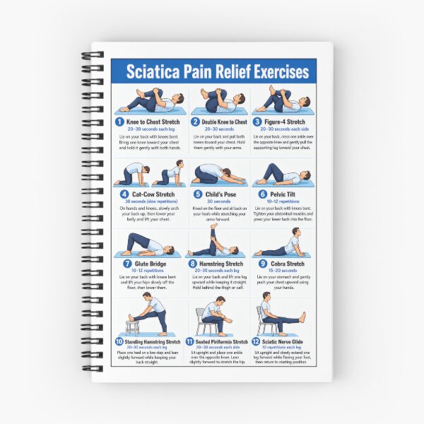 Item preview, Medpol Sciatica Pain Relief Exercises Sport Poster, Lower Back & Nerve Stretch Routine Sciatic Nerve Mobility Chart designed and sold by Jackchapman97.