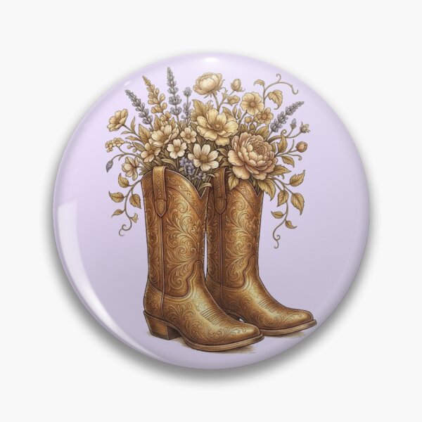 Item preview, Vintage Victorian Western Cowboy Boots Floral Botanical Art designed and sold by MAGICKEY2024.