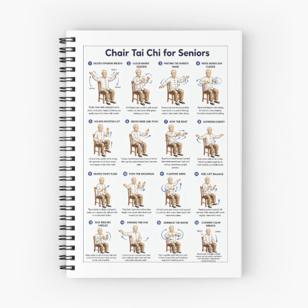 Item preview, Tai Chi Chair Workout Chart, Seated Exercises for Beginners and Seniors Poster,  designed and sold by MorningJoco.