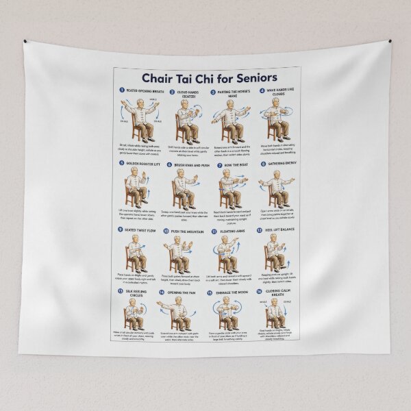 Item preview, Tai Chi Chair Workout Chart, Seated Exercises for Beginners and Seniors Poster,  designed and sold by MorningJoco.