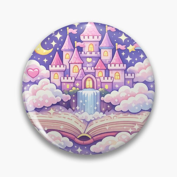 Item preview, Floating Castle Library Sticker Kawaii Fantasy Book Lover Aesthetic for Readers & Dreamers designed and sold by CutePrintCorner.