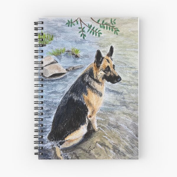 Item preview, German Shepherd enjoying the calm stream waters  designed and sold by AutuminaArt.