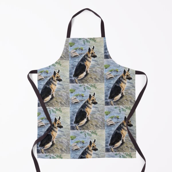Item preview, German Shepherd enjoying the calm stream waters designed and sold by AutuminaArt.