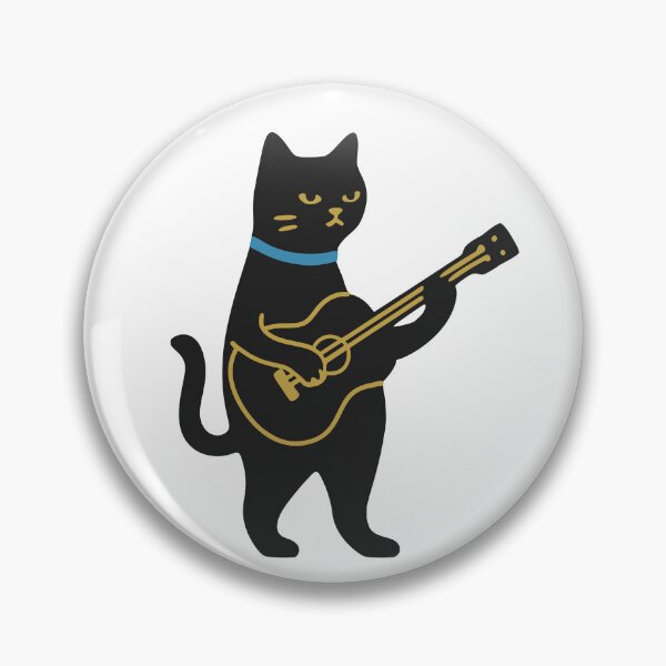 Item preview, Retro Japanese Black Cat Playing Guitar designed and sold by WofoDesign.