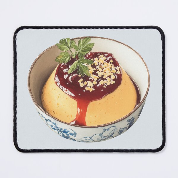Item preview, Semolina Pudding in a Bowl Topped with Cherry Jam designed and sold by Violet Peonies.