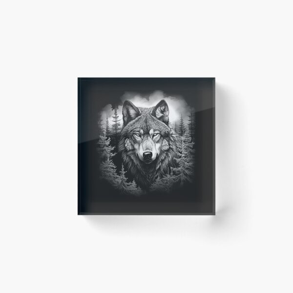 Item preview, Forest Wolf Portrait in Black and White designed and sold by inkoutninja.