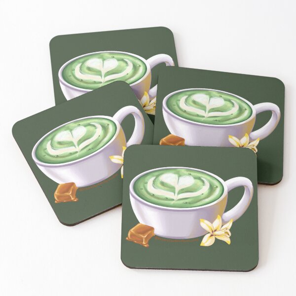 Aperçu de l'œuvre Latte chaud au matcha et caramel créée et vendue par KrystalBStudios.